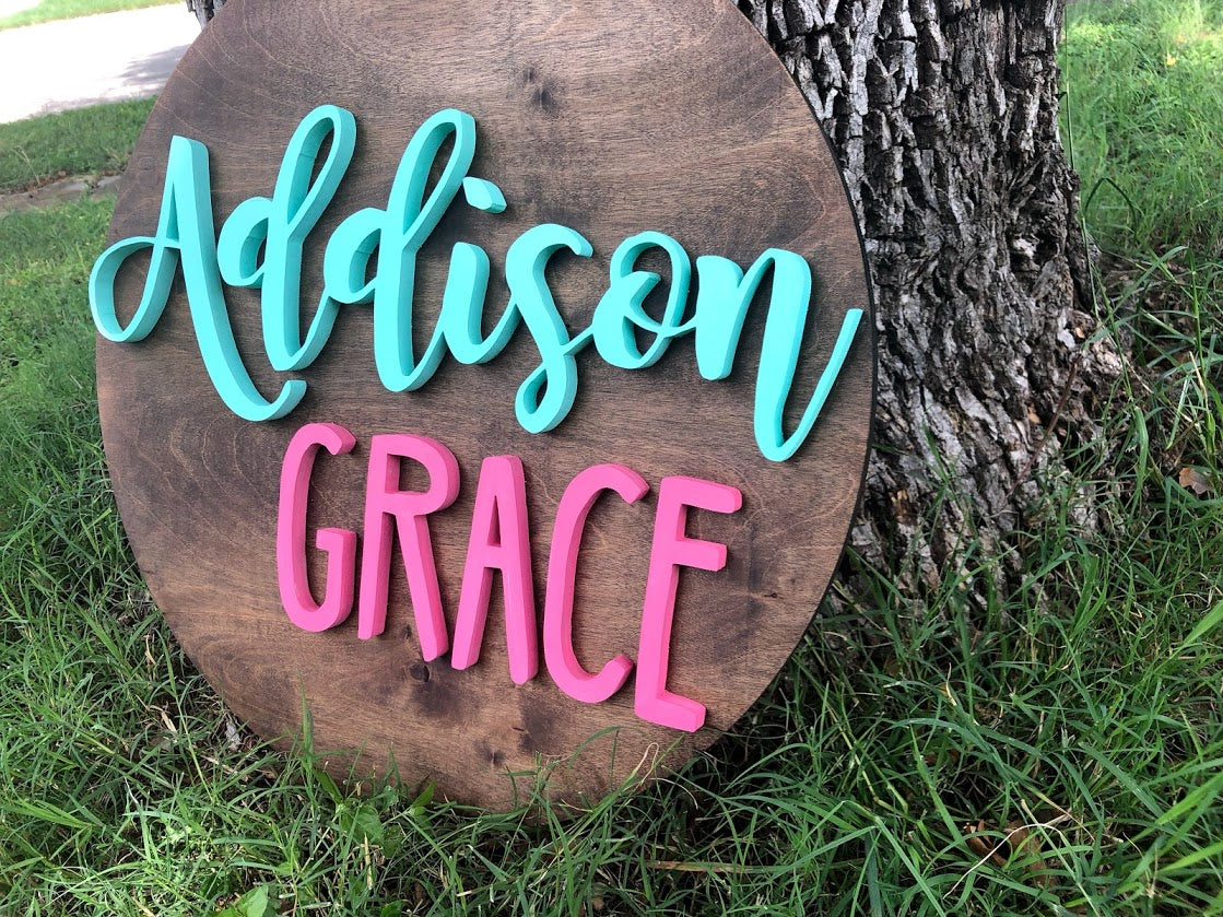 20" Round Name Sign - the-beautiful-birch