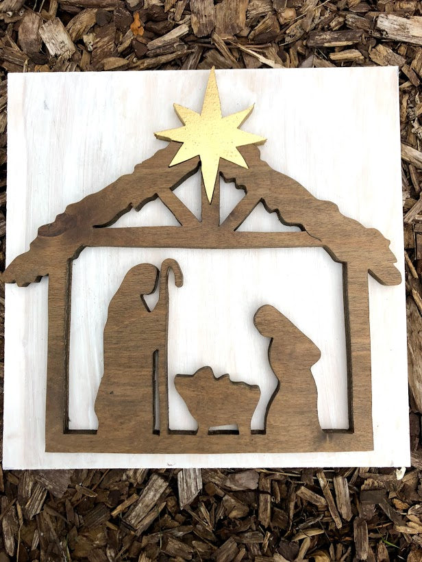 12X12" Nativity Scene Sign - the-beautiful-birch