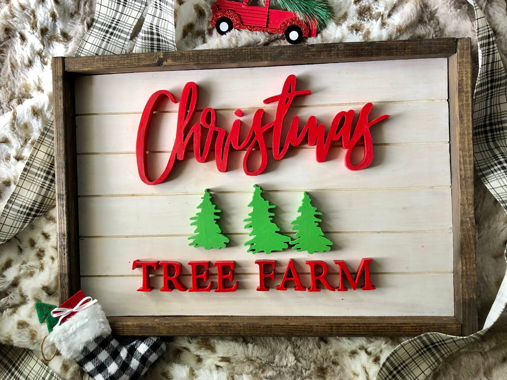 19X13" Silver Christmas Tree Farm Sign